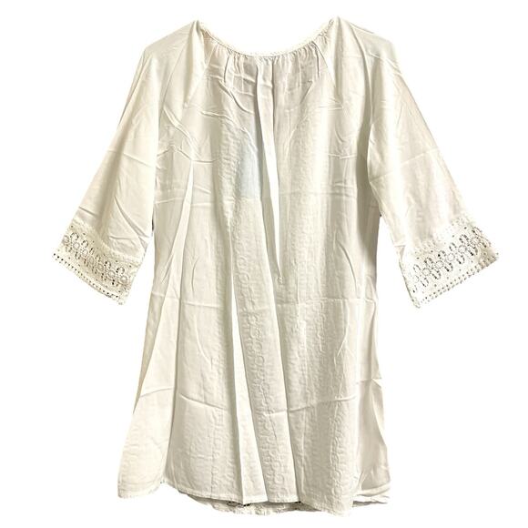 Solitaire Swim White Crochet Boho Beach Swimsuit Cover Up size Medium - Picture 4 of 10